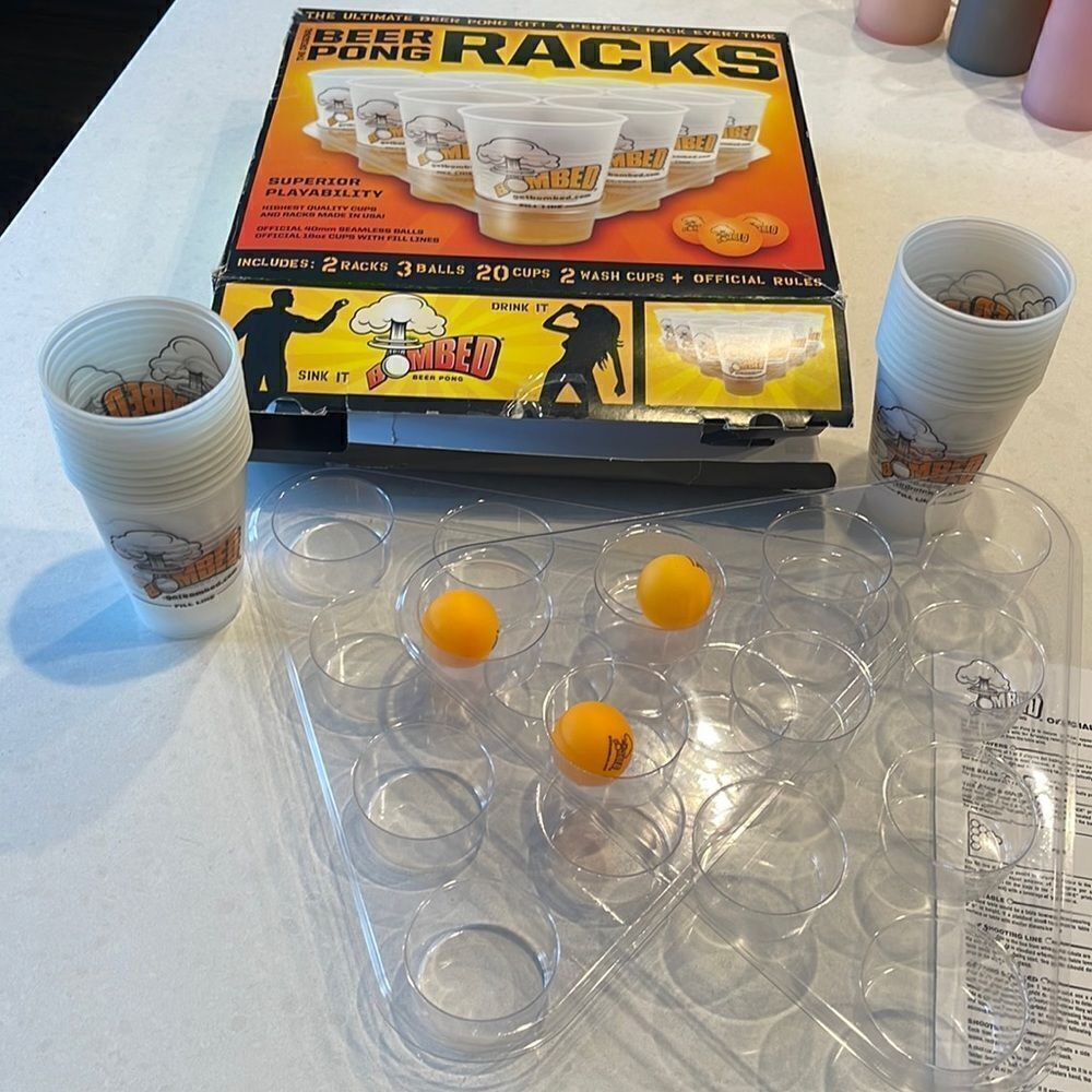 Beer pong the original beer pong racks, two racks, three balls, 22 cups. New.